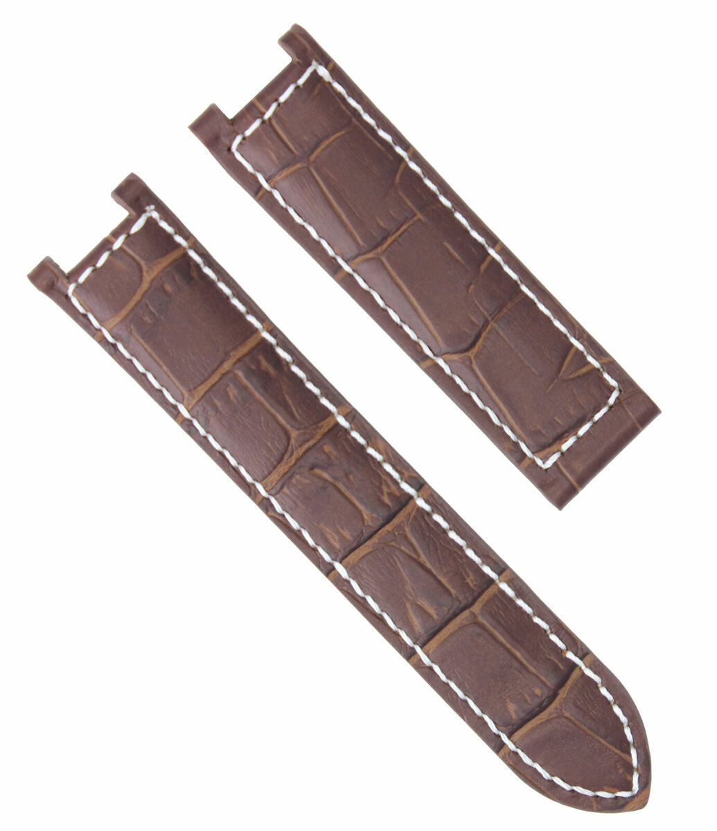 LEATHER WATCH BAND STRAP FOR 38MM PASHA DE CARTIER 20MM DEPLOYMENT CLASP BROWN W