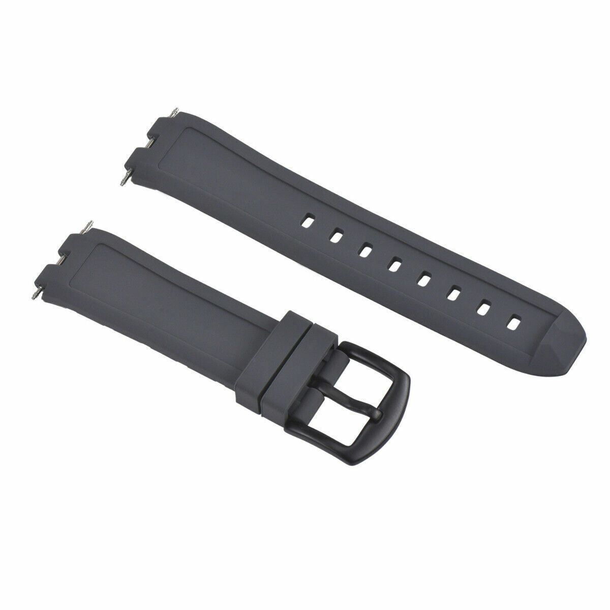 SILICONE RUBBER WATCH BAND STRAP FOR PEBBLE WATCH PVD BLACK BUCKLE GREY