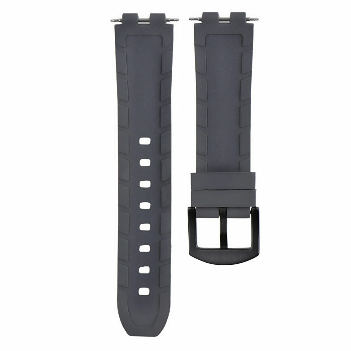 SILICONE RUBBER WATCH BAND STRAP FOR PEBBLE WATCH PVD BLACK BUCKLE GREY