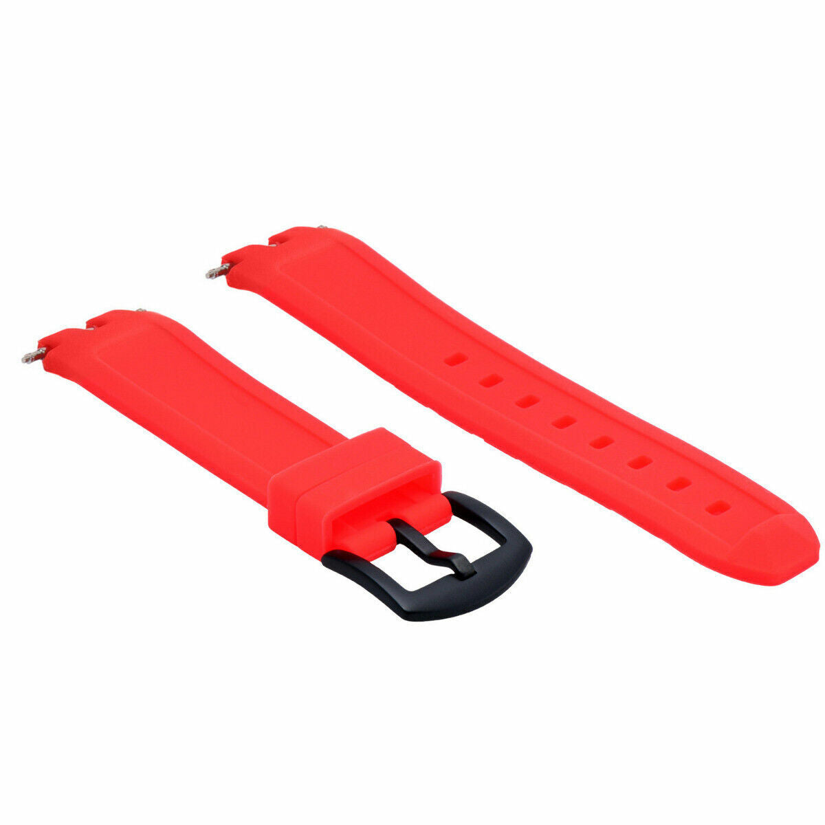 SILICONE RUBBER WATCH BAND STRAP FOR PEBBLE WATCH PVD BLACK BUCKLE RED