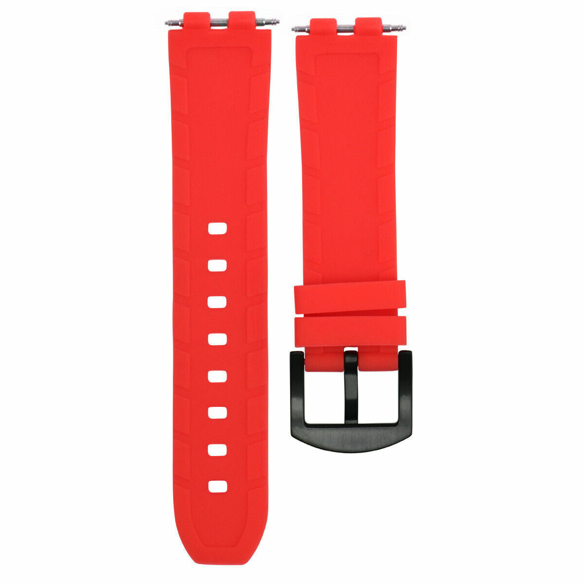 SILICONE RUBBER WATCH BAND STRAP FOR PEBBLE WATCH PVD BLACK BUCKLE RED