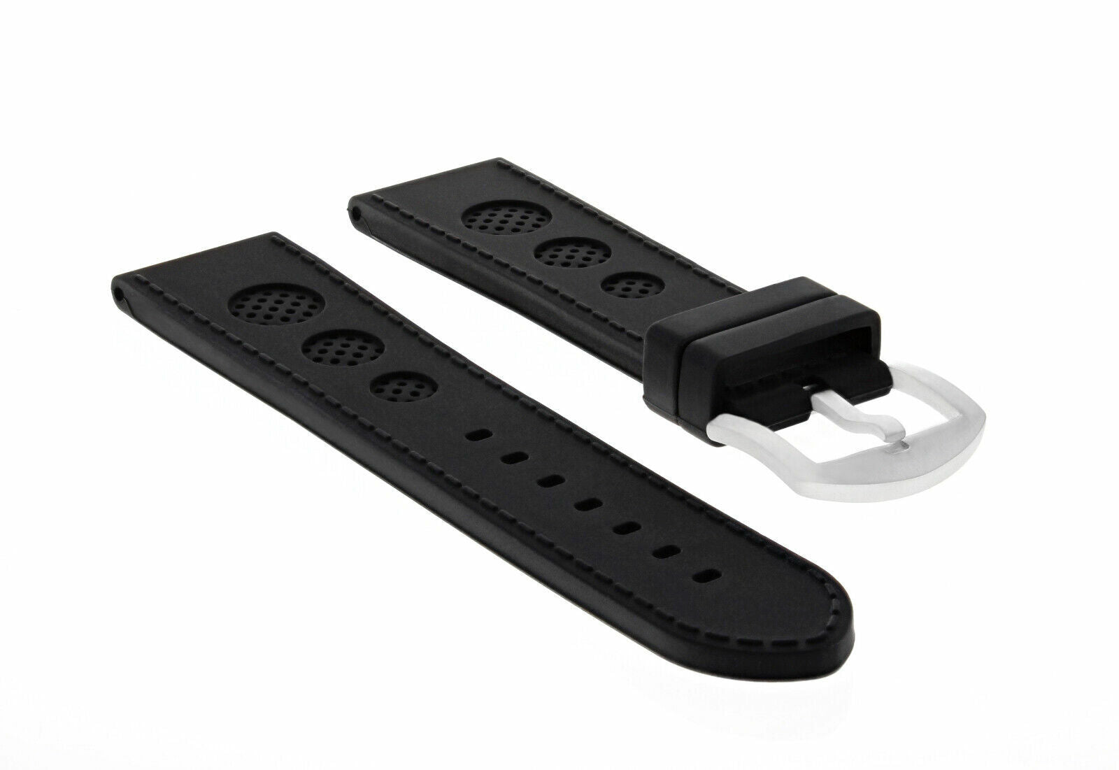 23MM RUBBER SILICONE STRAP WATCH BAND FOR U-BOAT FLIGHT DECK U-7750/43 BLACK