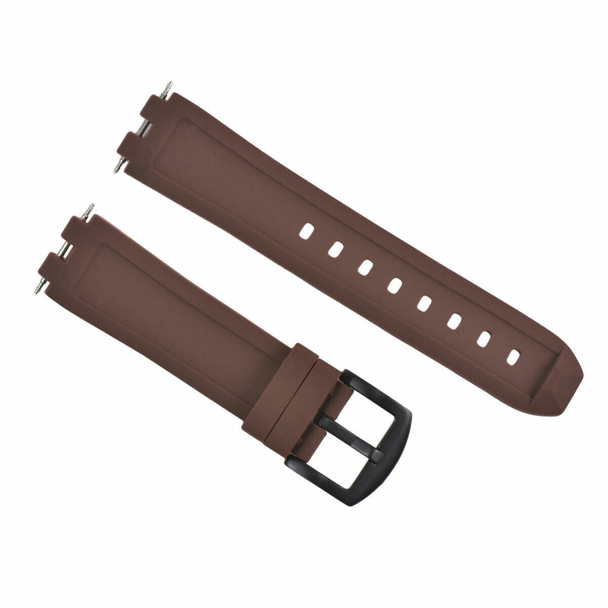 SILICONE RUBBER WATCH BAND STRAP FOR PEBBLE PVD WATCH BLACK BUCKLE BROWN