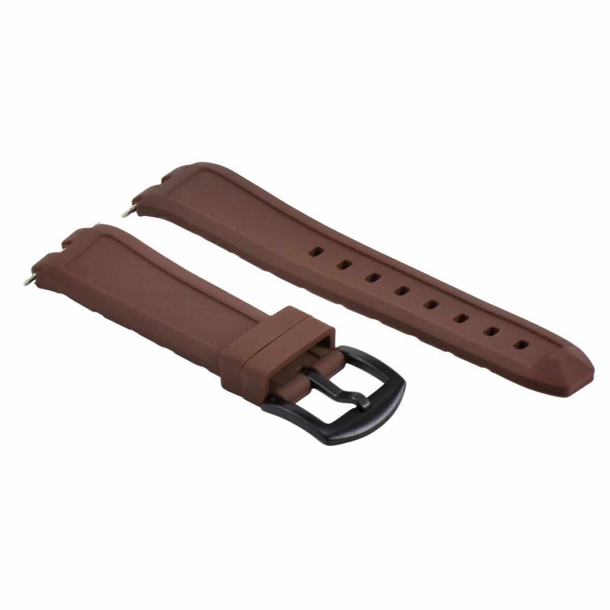 SILICONE RUBBER WATCH BAND STRAP FOR PEBBLE PVD WATCH BLACK BUCKLE BROWN