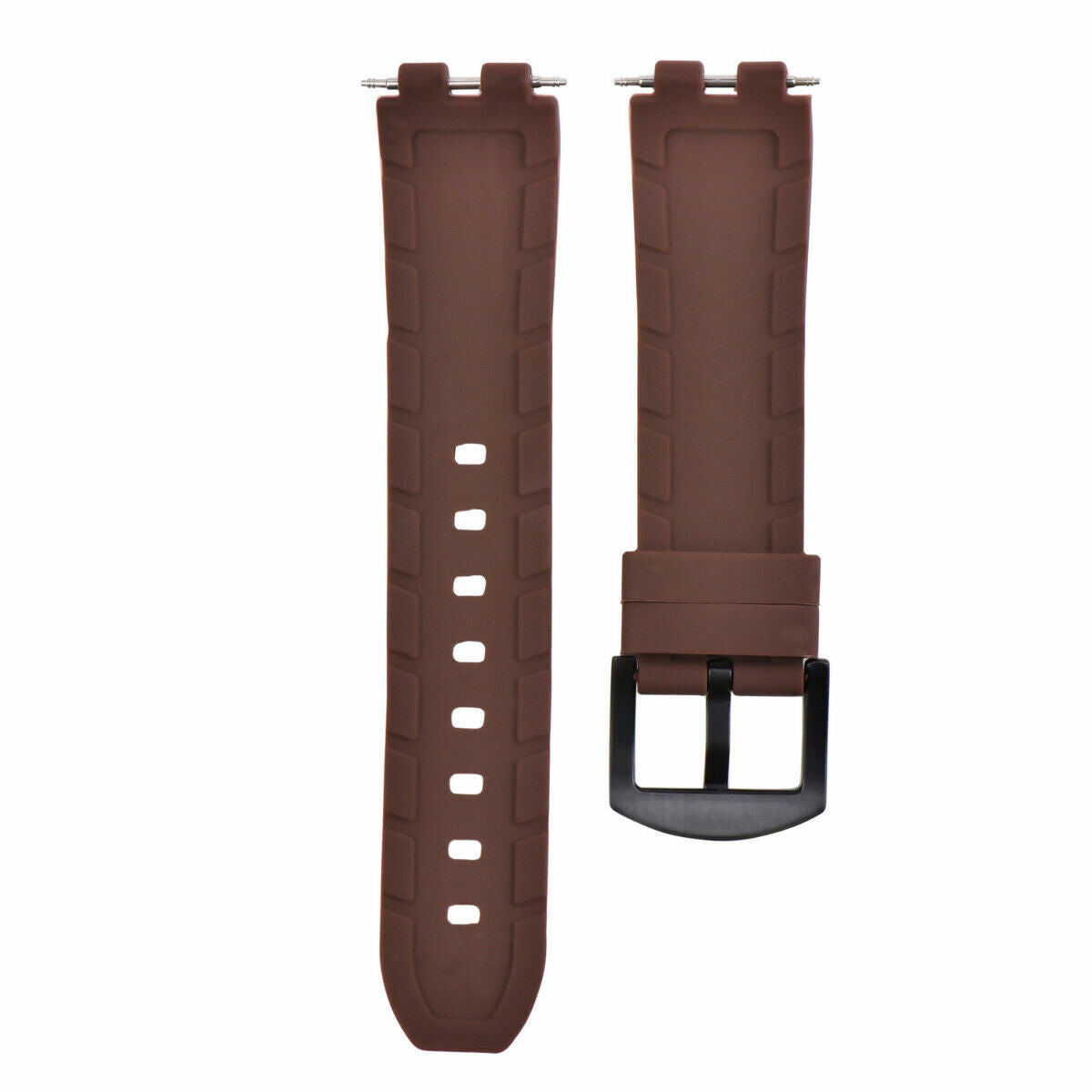 SILICONE RUBBER WATCH BAND STRAP FOR PEBBLE PVD WATCH BLACK BUCKLE BROWN