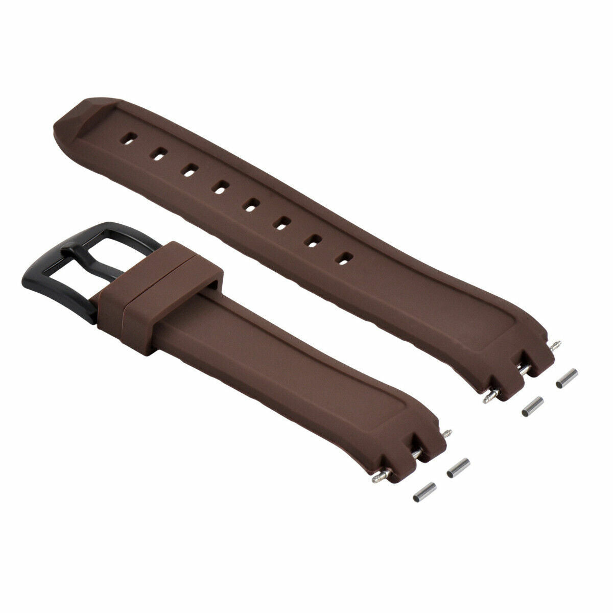 SILICONE RUBBER WATCH BAND STRAP FOR PEBBLE PVD WATCH BLACK BUCKLE BROWN