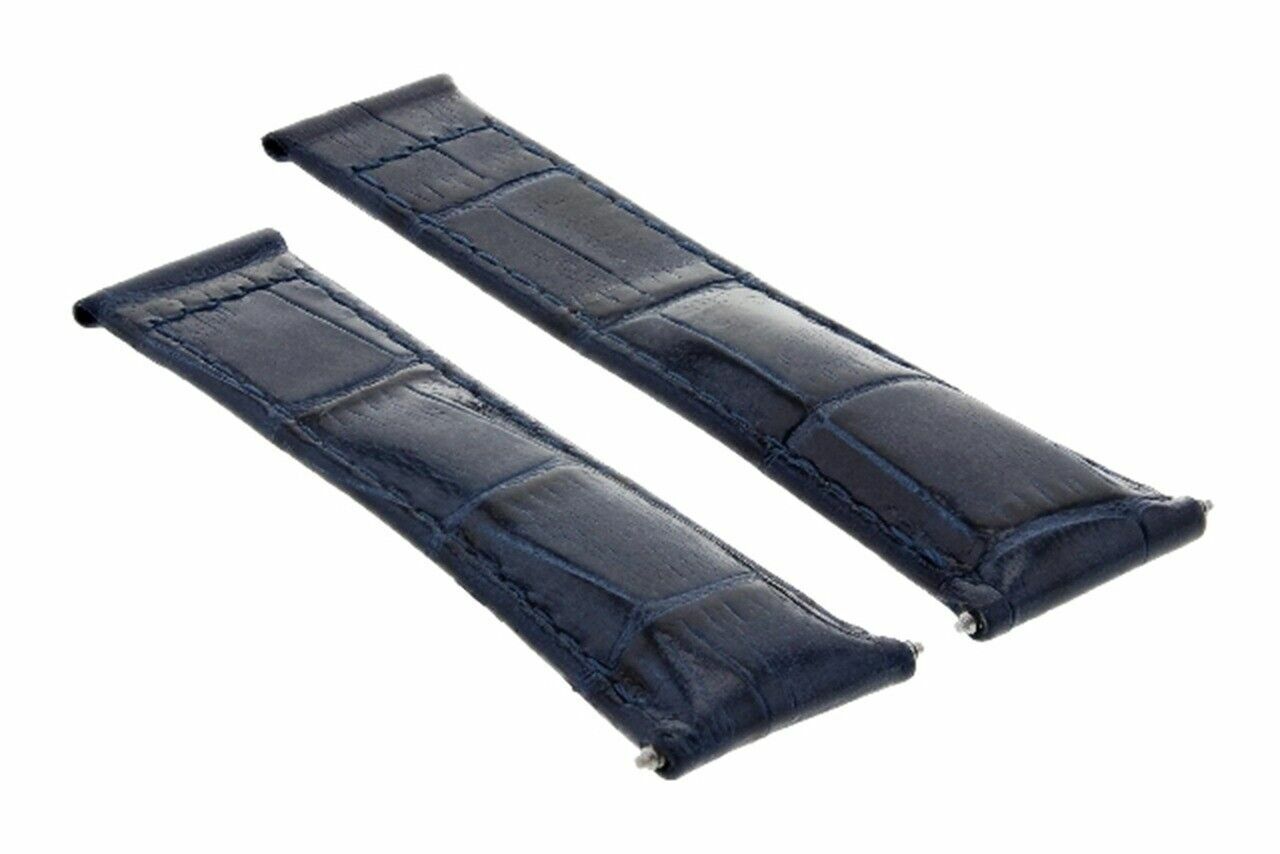 LEATHER WATCH BAND STRAP FOR ROLEX DAYTONA 16518 116519 116520 116523 BLUE SHORT