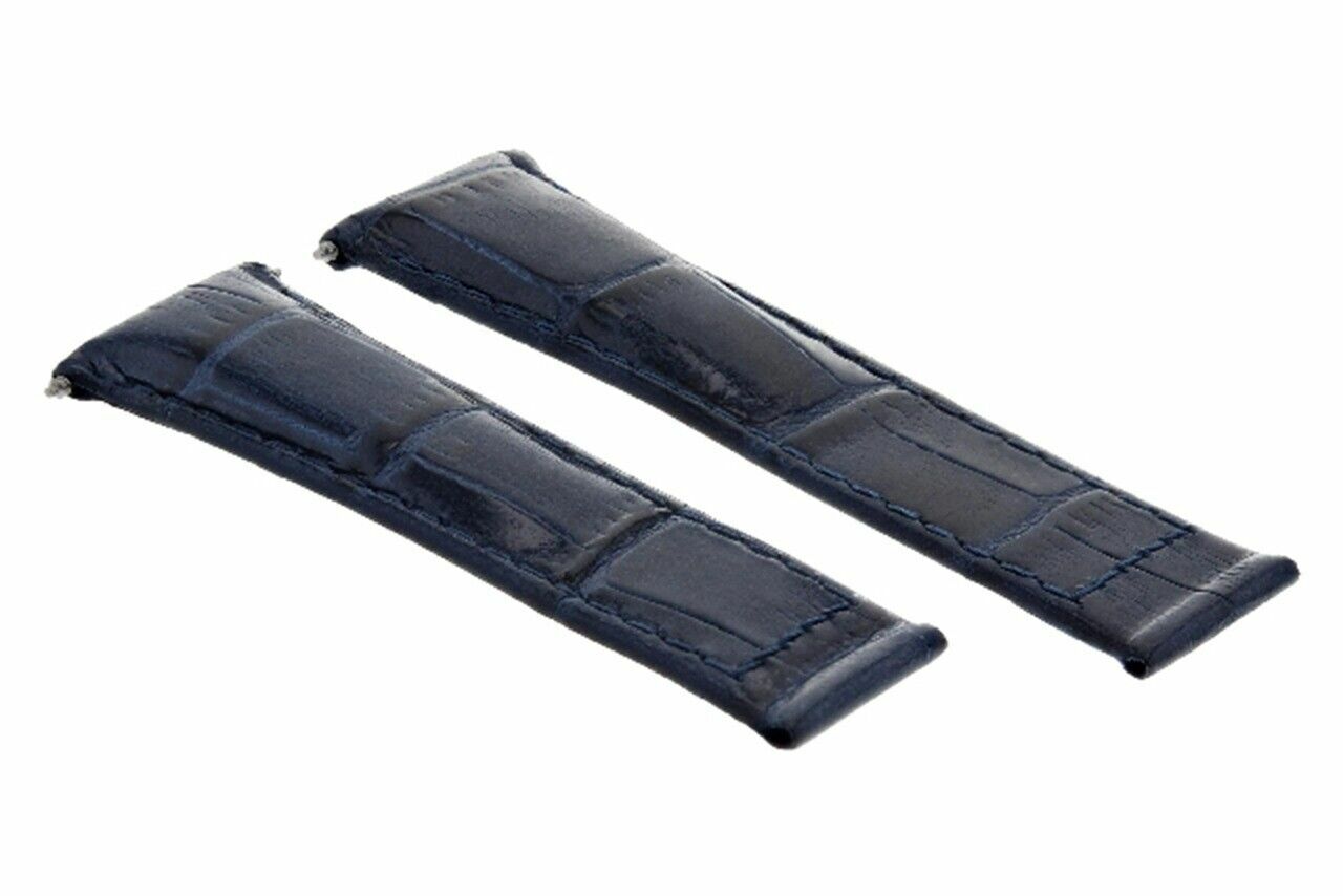 LEATHER WATCH BAND STRAP FOR ROLEX DAYTONA 16518 116519 116520 116523 BLUE SHORT