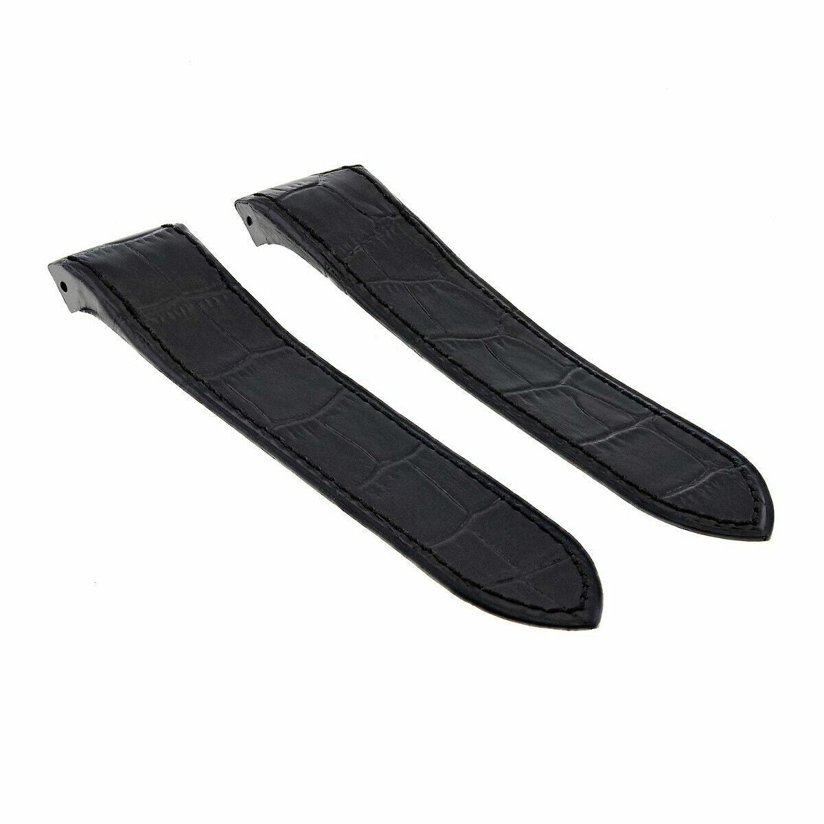 24.5MM LEATHER STRAP WATCH BAND FOR CARTIER SANTOS CHRONOGRAPH W20090X8 BLACK