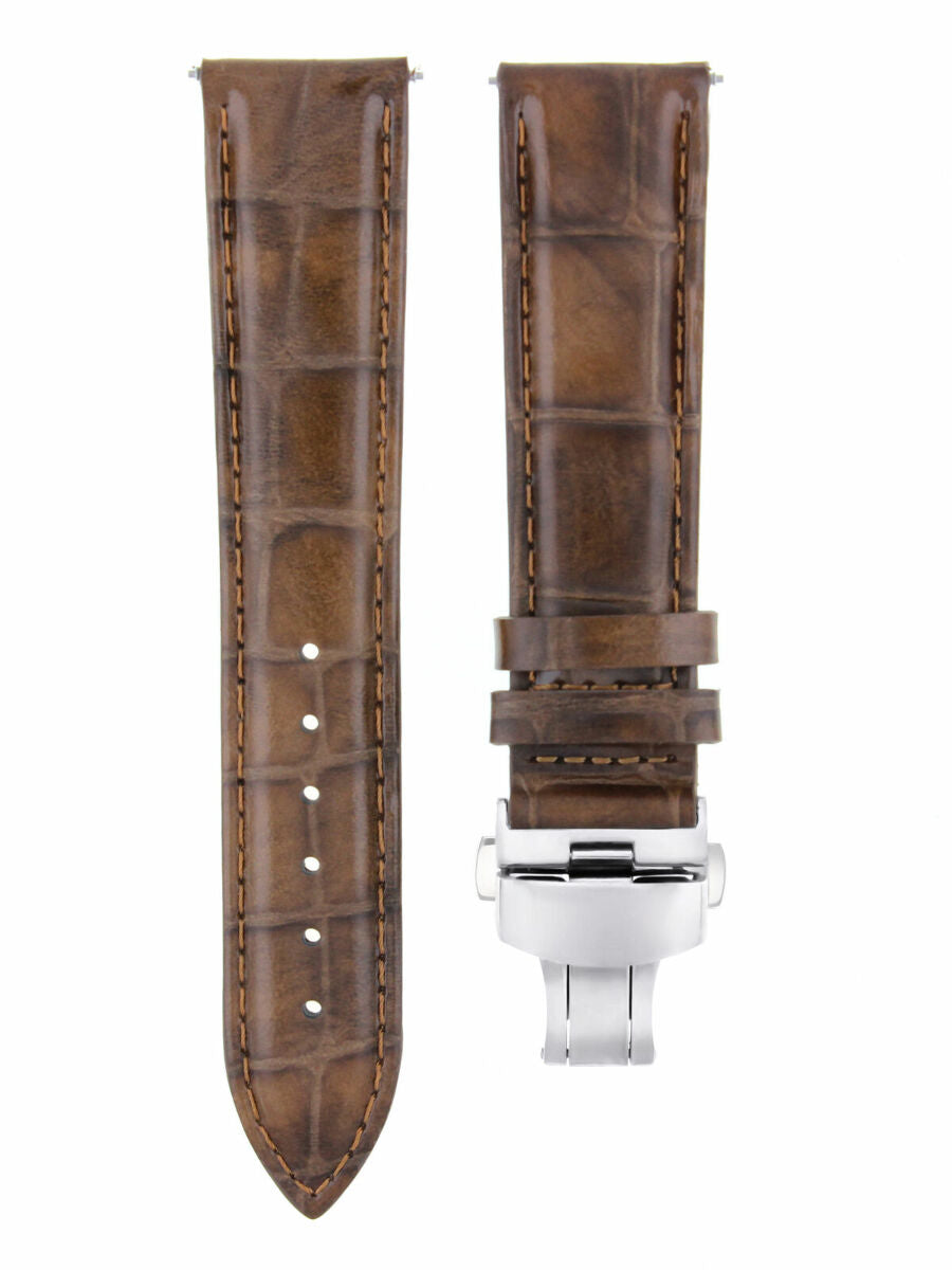 22MM LEATHER WATCH BAND STRAP FOR BULOVA ACCUTRON 96C121 WATCH CLASP LIGHT BROWN