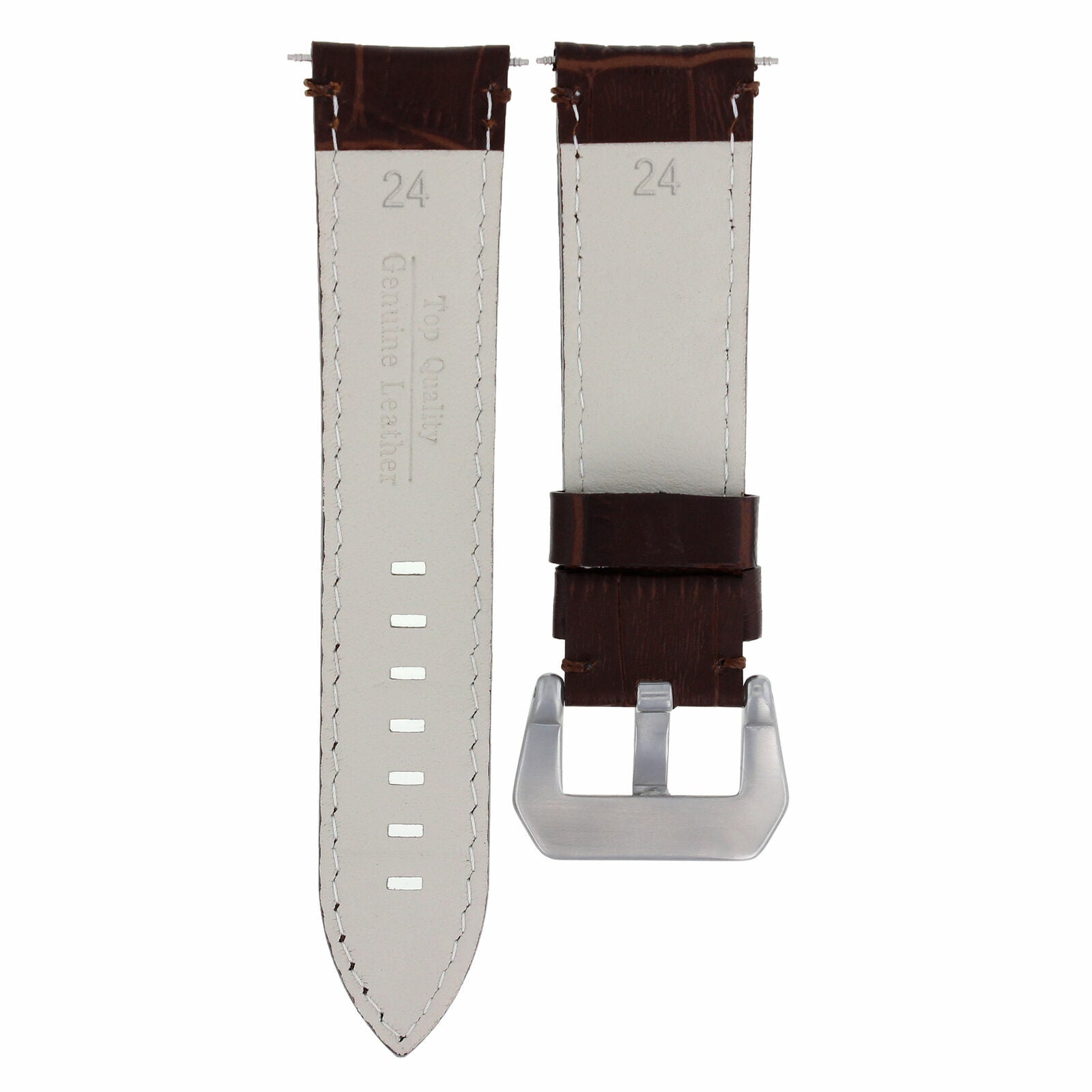 24MM GENUINE LEATHER WATCH BAND STRAP FOR 45MM LUM TEC G-7 WATCH BROWN