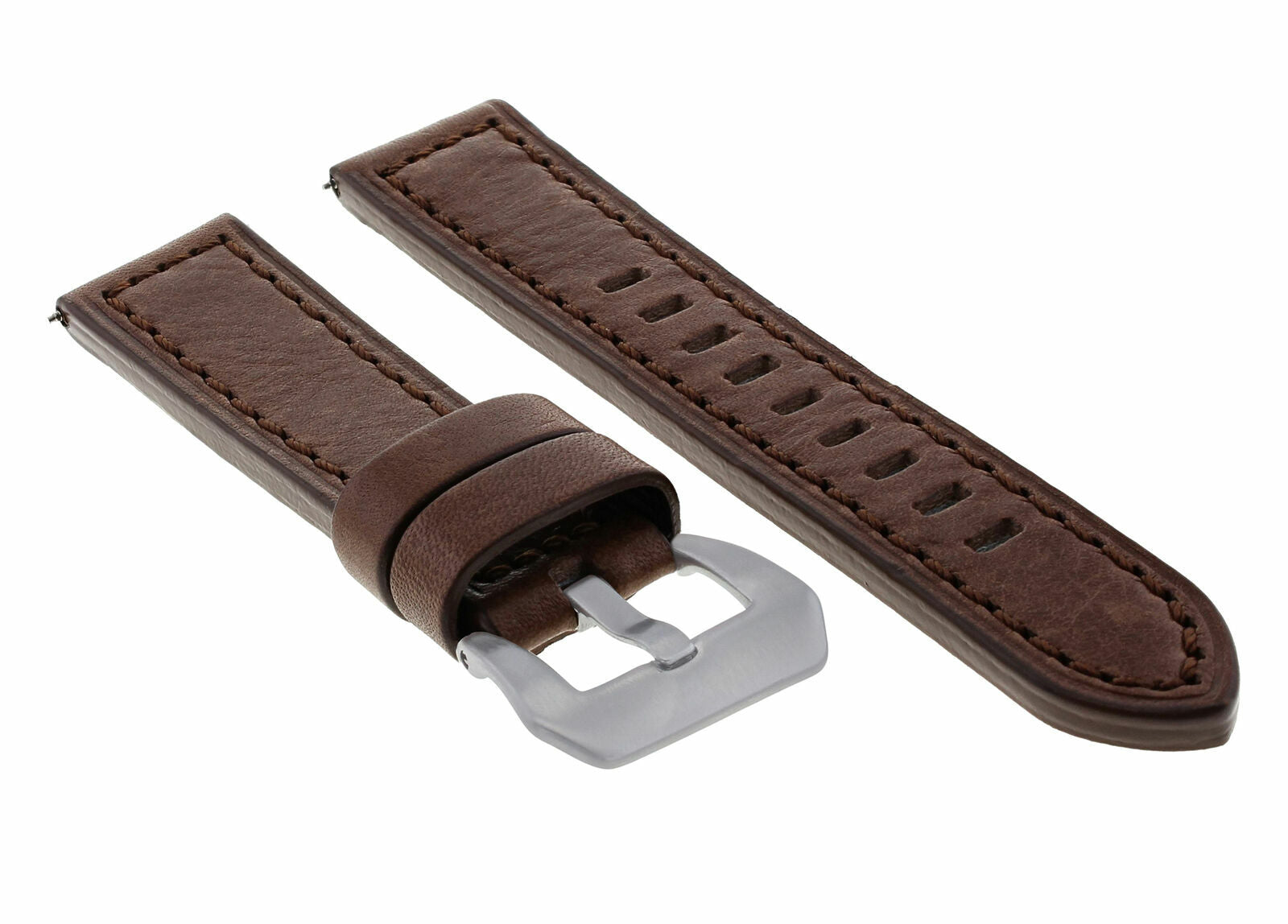 24MM LEATHER WATCH STRAP BAND FOR LUM TEC WATCH M51 M47 M44 M43 M3 LONG D/BROWN