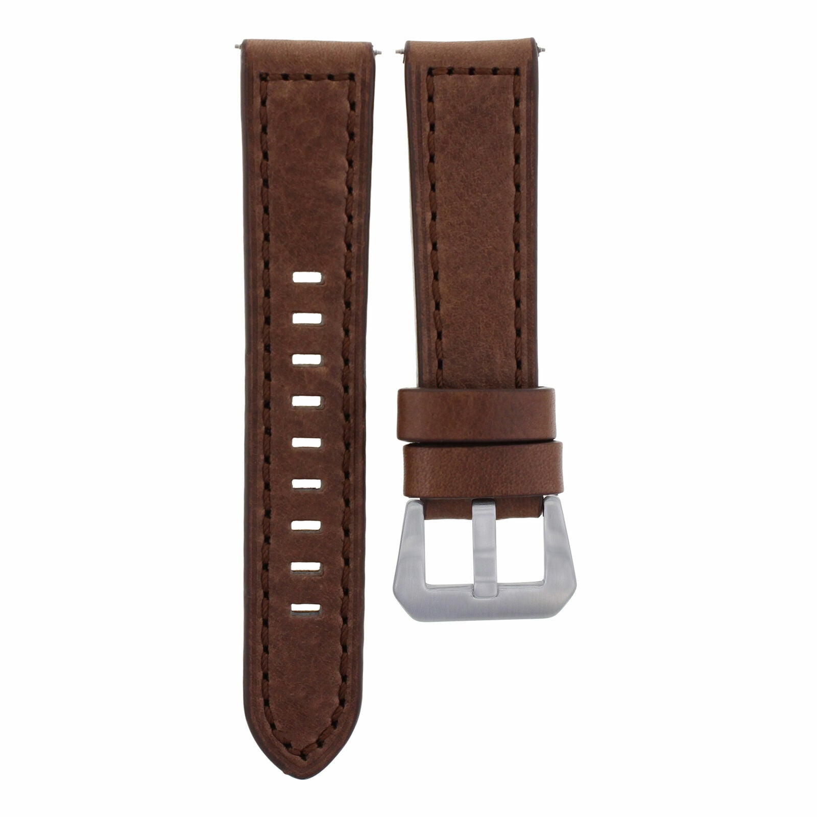 24MM LEATHER WATCH STRAP BAND FOR LUM TEC WATCH M51 M47 M44 M43 M3 LONG D/BROWN