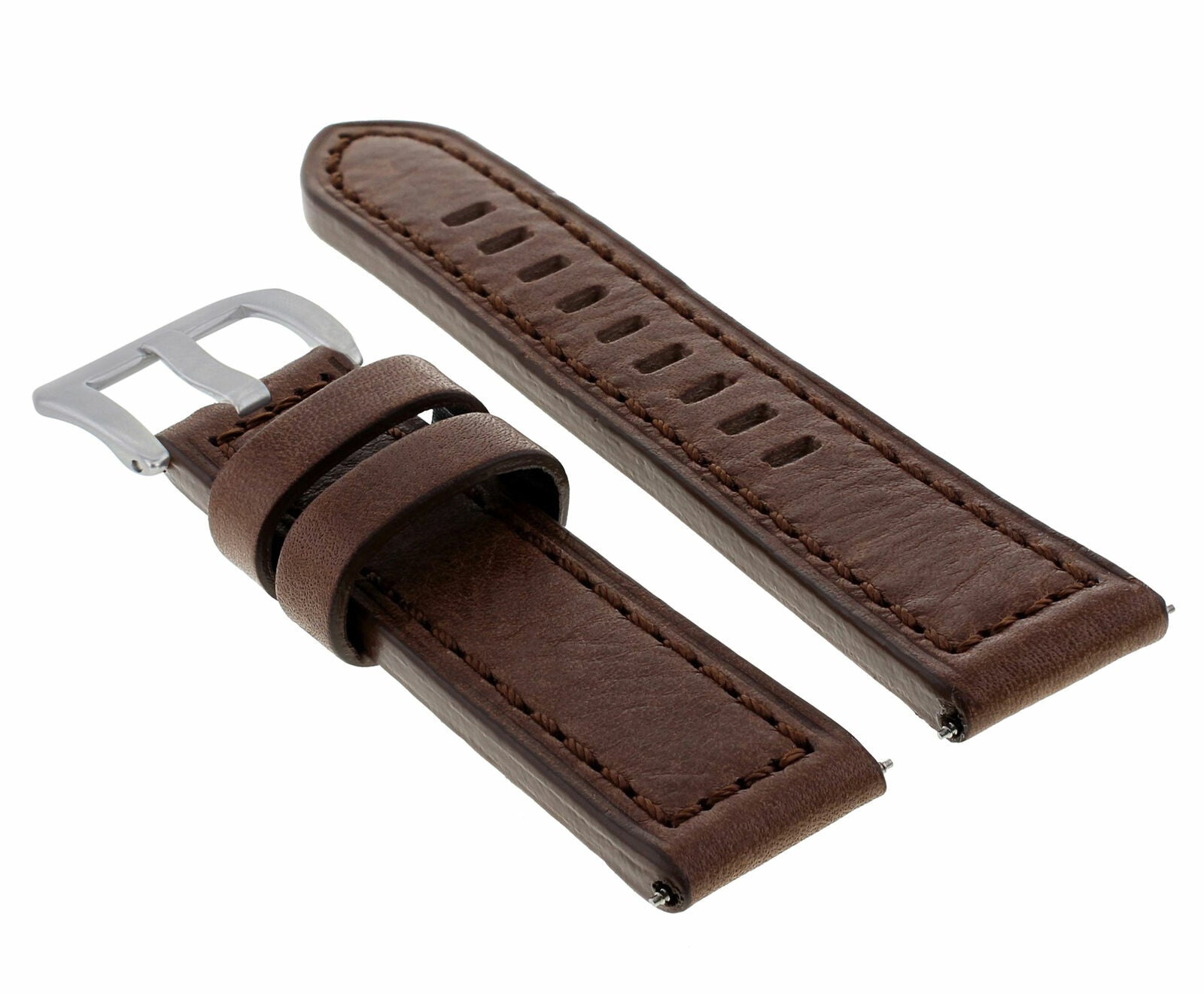 24MM LEATHER WATCH STRAP BAND FOR LUM TEC WATCH M51 M47 M44 M43 M3 LONG D/BROWN