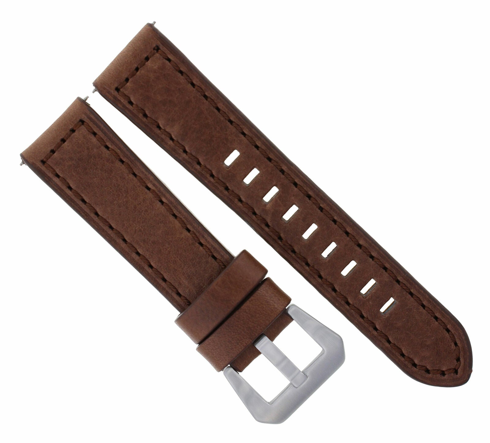 24MM LEATHER WATCH STRAP BAND FOR LUM TEC WATCH M51 M47 M44 M43 M3 LONG D/BROWN