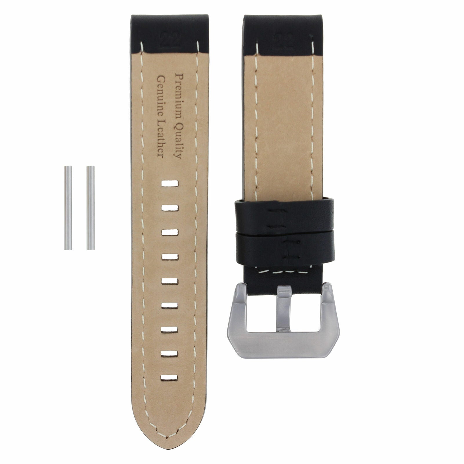 BIG 24MM COW LEATHER WATCHBAND STRAP FOR LUM TEC M33 M44 M47  M43 M51 BLACK OS