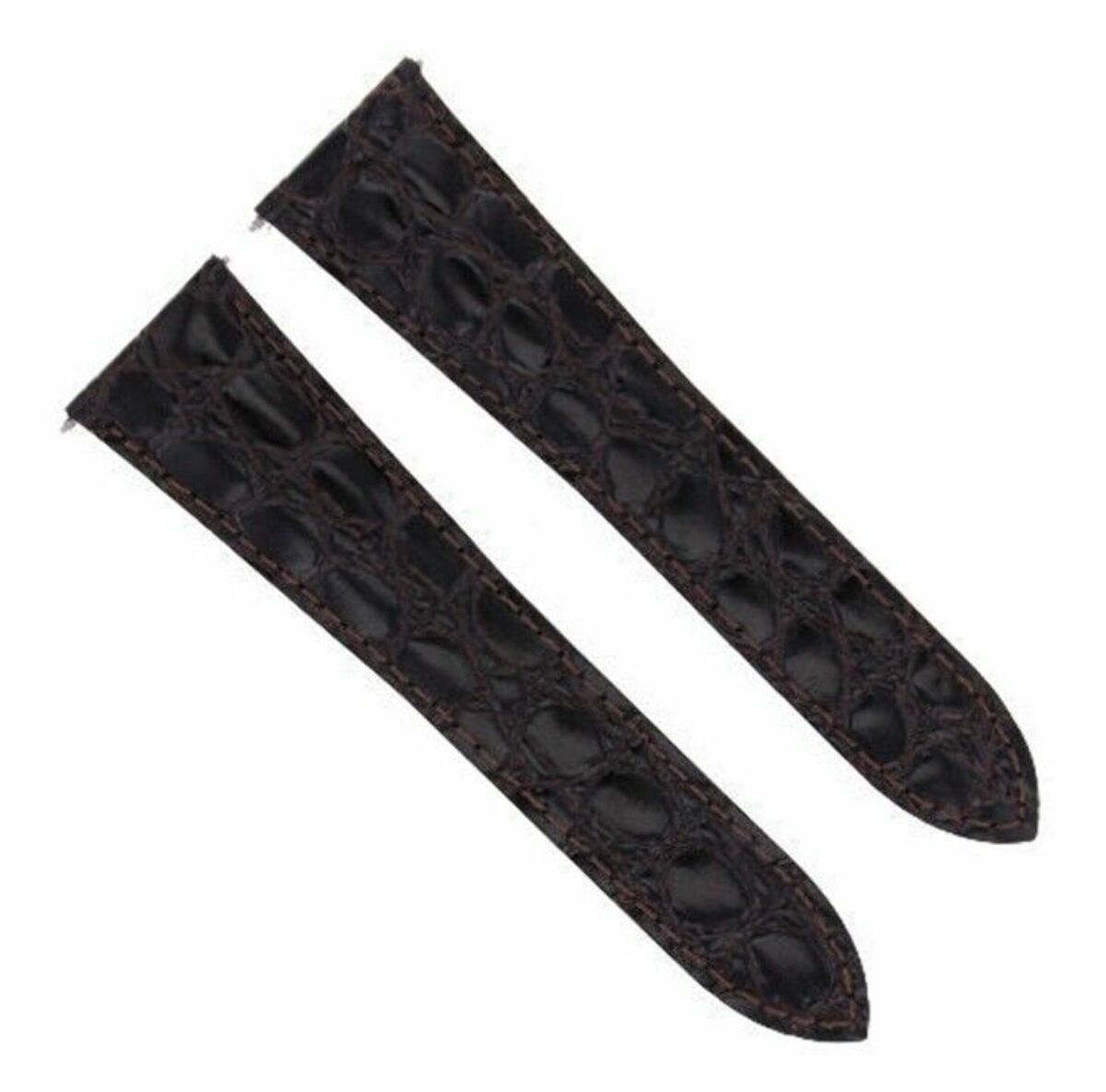 24MM GENUINE LEATHER STRAP ALLIGATOR GRAIN BAND FOR CALIBRE DE CARTIER BROWN