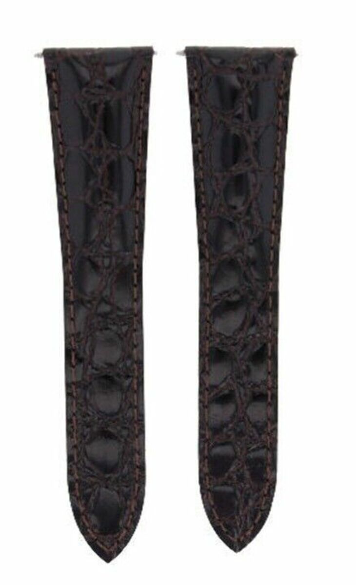 24MM GENUINE LEATHER STRAP ALLIGATOR GRAIN BAND FOR CALIBRE DE CARTIER BROWN