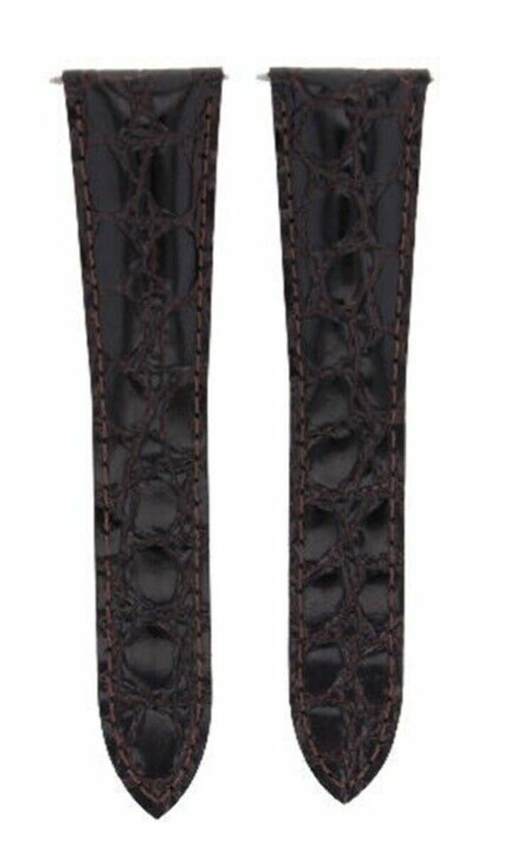 24MM GENUINE LEATHER STRAP ALLIGATOR GRAIN BAND FOR CALIBRE DE CARTIER BROWN