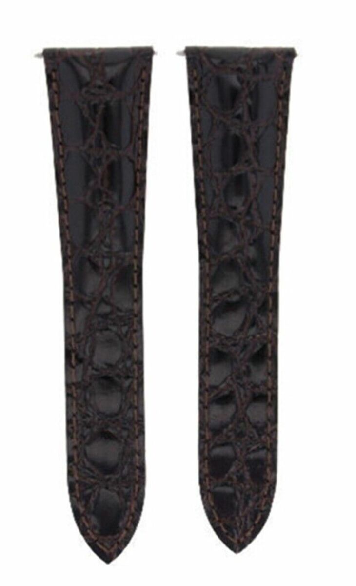 24MM GENUINE LEATHER STRAP ALLIGATOR GRAIN BAND FOR CALIBRE DE CARTIER BROWN