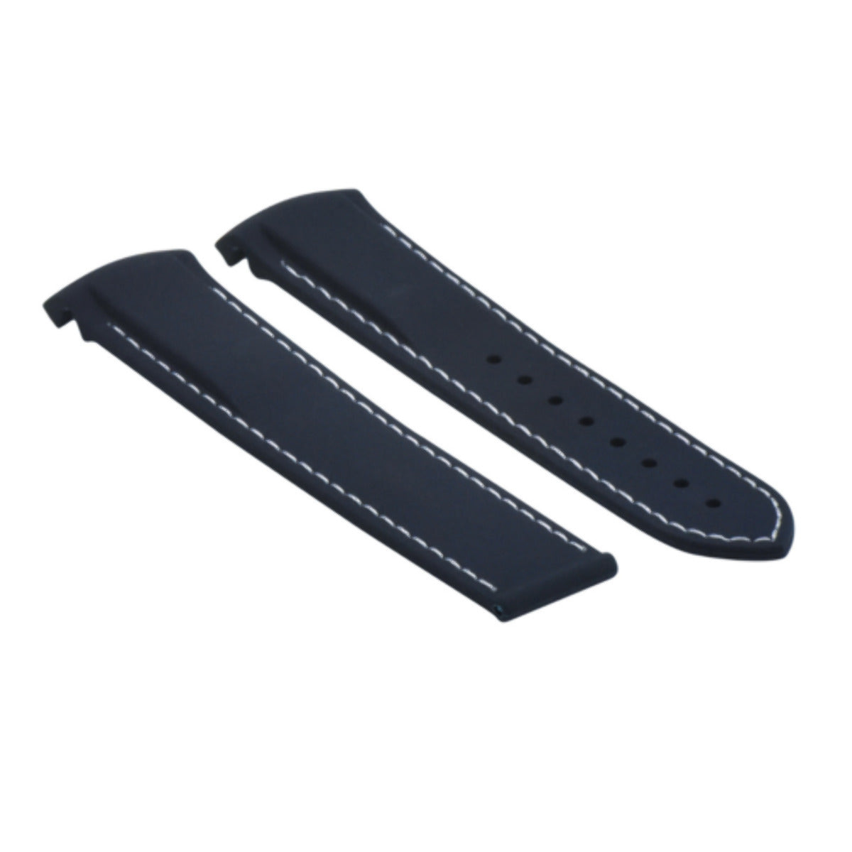 20MM RUBBER DIVER STRAP BAND 41MM FOR OMEGA SEAMASTER CURVED END BLUE WHITE STITCH