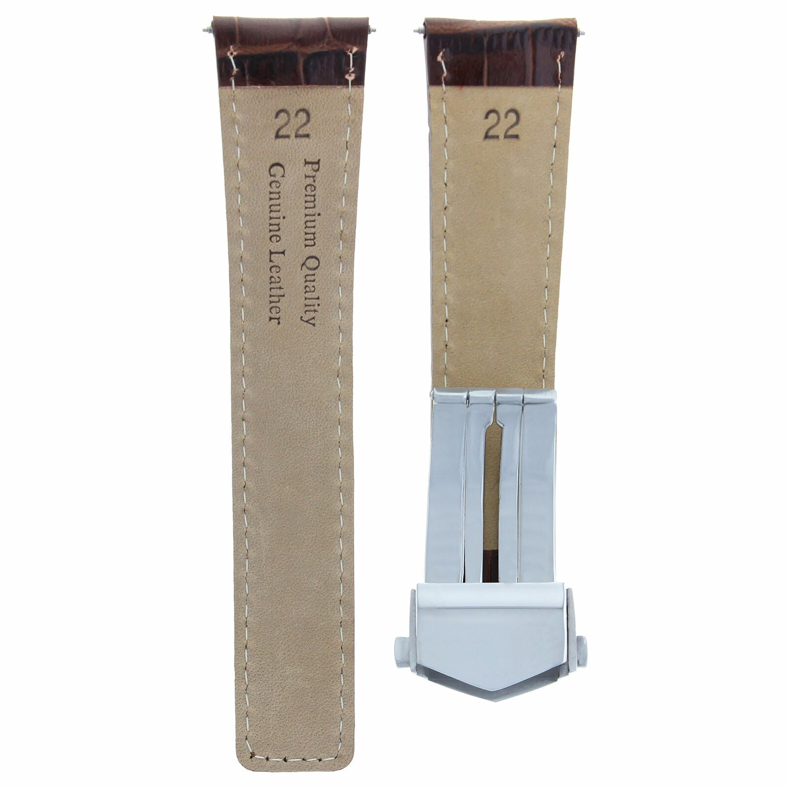 22MM MONACO LEATHER BAND STRAP CLASP BUCKLE FOR TAG HEUER CARRERA CALIBRE BROWN