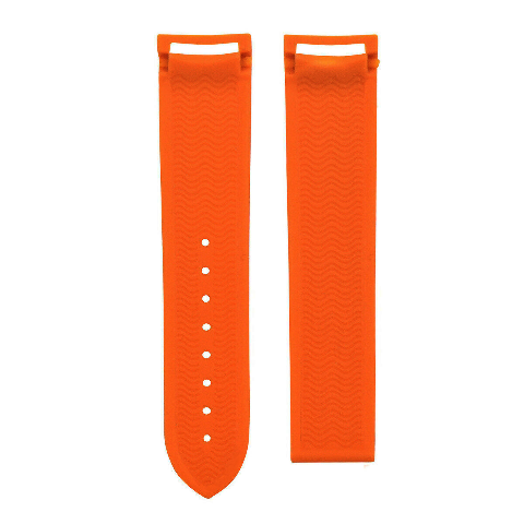 22MM RUBBER DIVER STRAP BAND FOR OMEGA SEAMASTER PLANET OCEAN CURVED END ORANGE