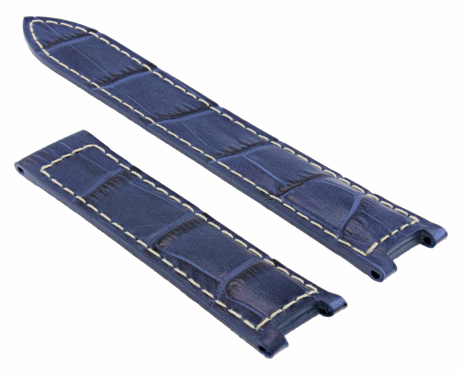 LEATHER WATCH BAND FOR FIT CARTIER SEATIMER DEPLOYMENT BUCKLE CLASP 20MM BLUE WS