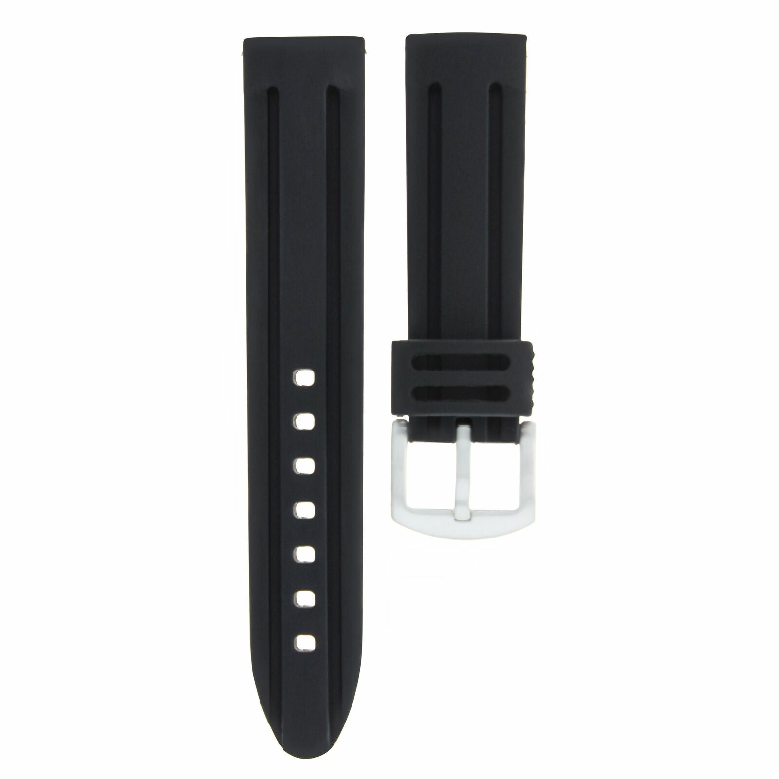 22MM SILICONE RUBBER WATCH STRAP BAND FOR RAYMOND WEIL 4881 TANGO CHRONO BLACK