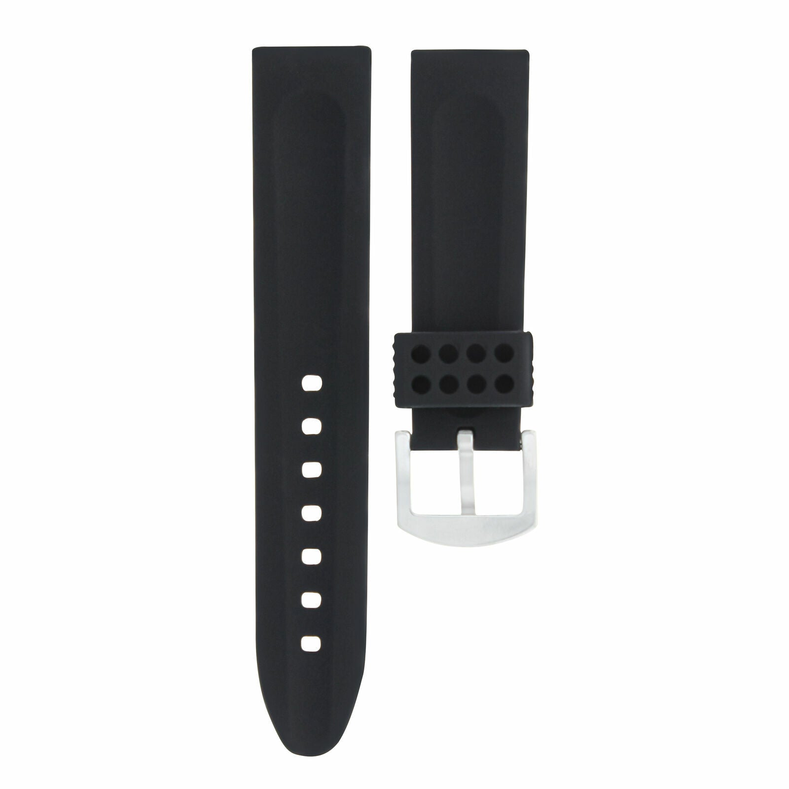 22MM SILICONE RUBBER WATCH STRAP BAND FOR RAYMOND WEIL 4881 TANGO CHRONO BLACK