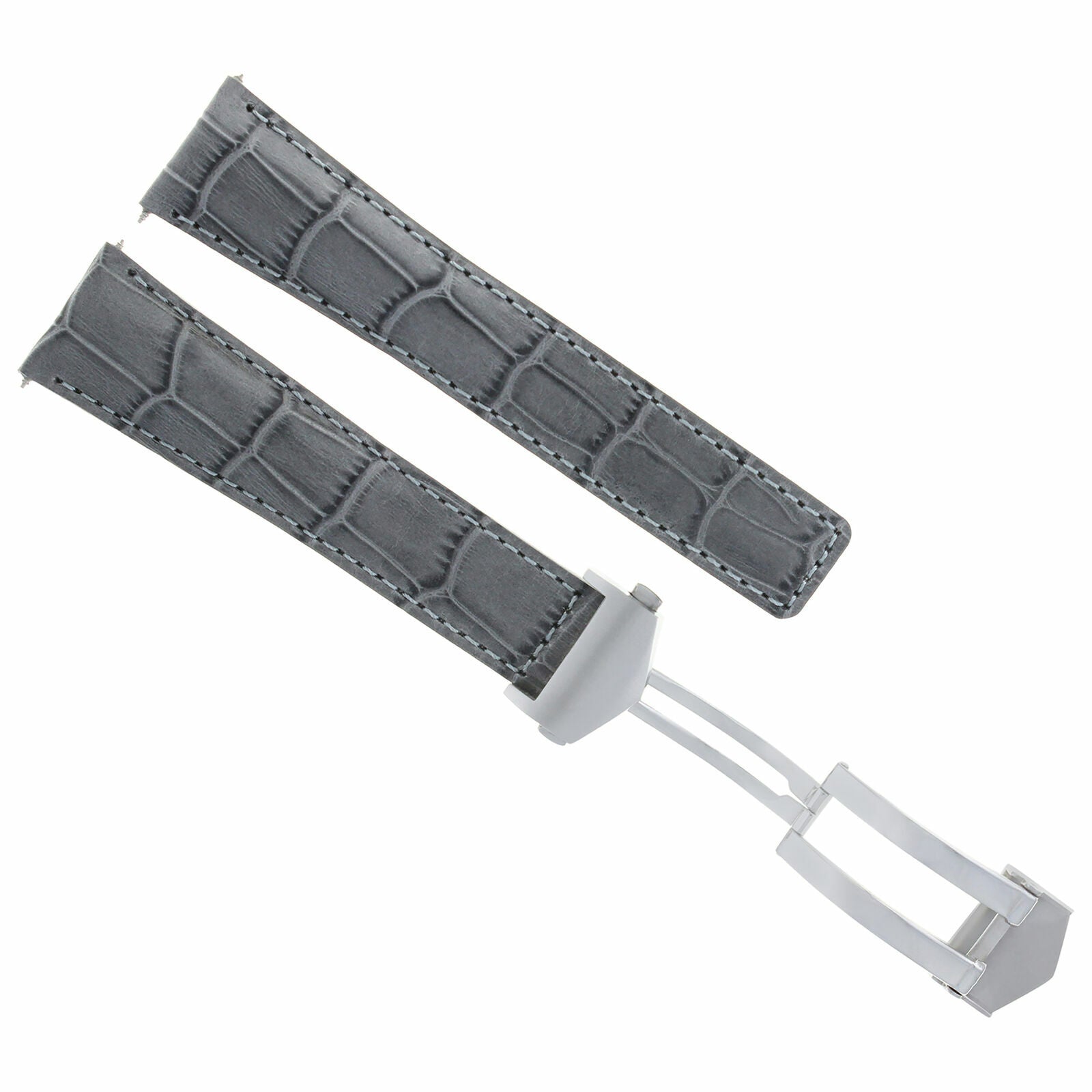 22MM LEATHER BAND STRAP DEPLOYMENT CLASP FOR TAG HEUER CARRERA 1887 MONACO GREY