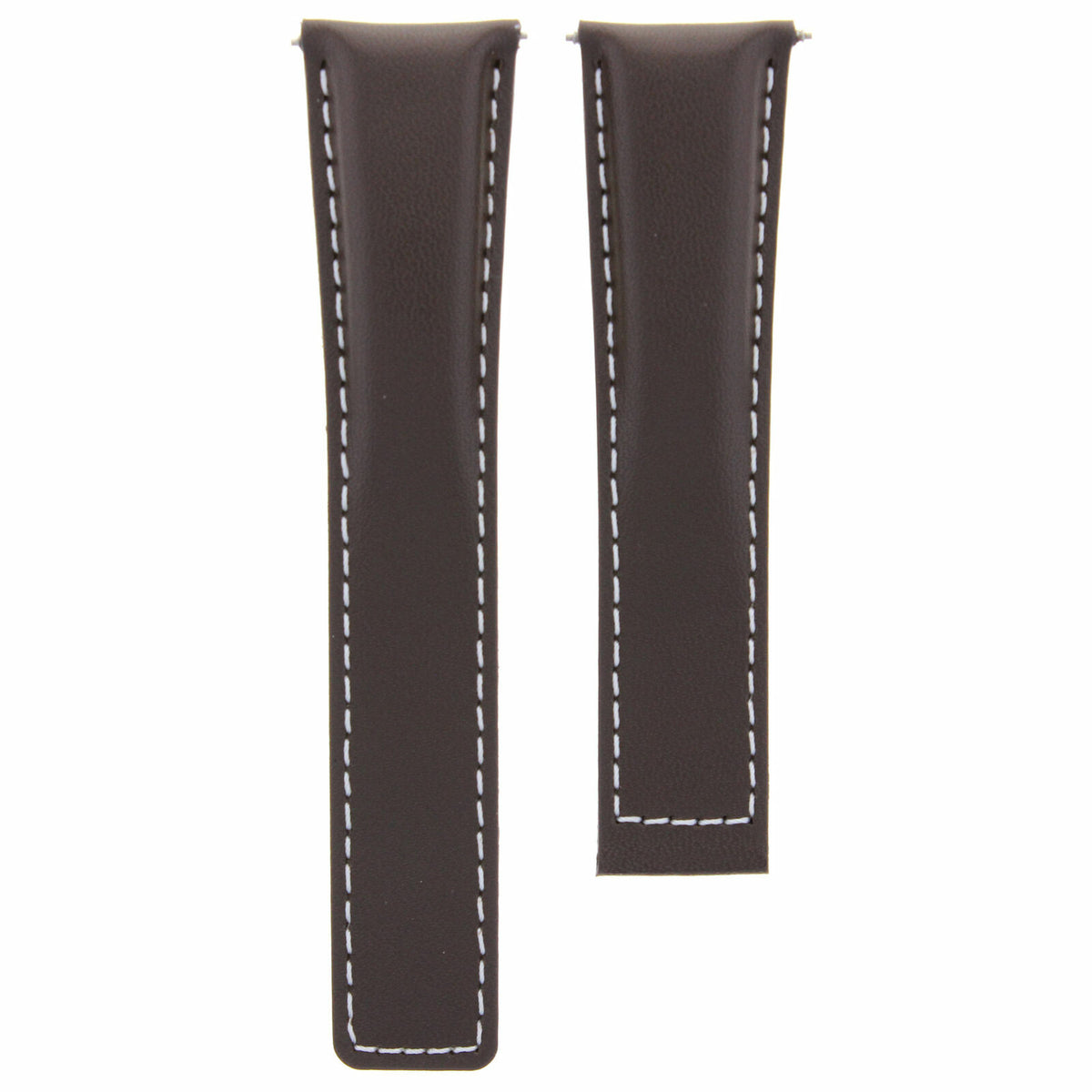 20/16MM LEATHER WATCH STRAP BAND UNIVERSAL MADE WITH GENUINE ITALIAN LEATHER, Brown with White Stitching, view 3