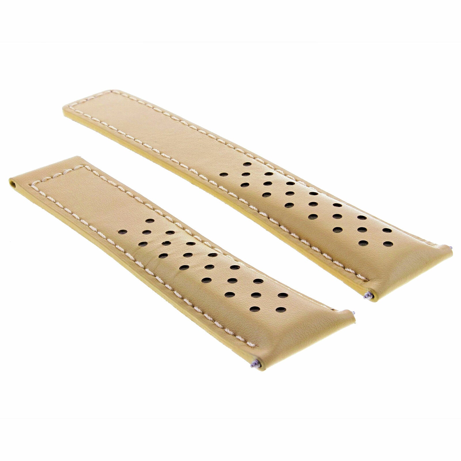 LEATHER WATCH BAND STRAP CLASP 19MM FOR TAG HEUER CARRERA TWIN TIME WATCH BEIGE
