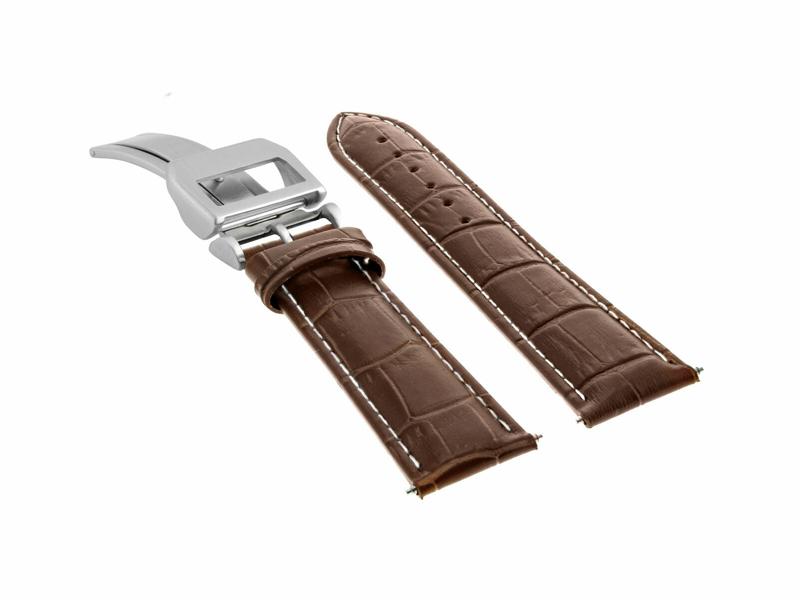 20MM LEATHER WATCH BAND STRAP CLASP FOR IWC PORTUGUESE CHRONOGRAPH L/BROWN WS