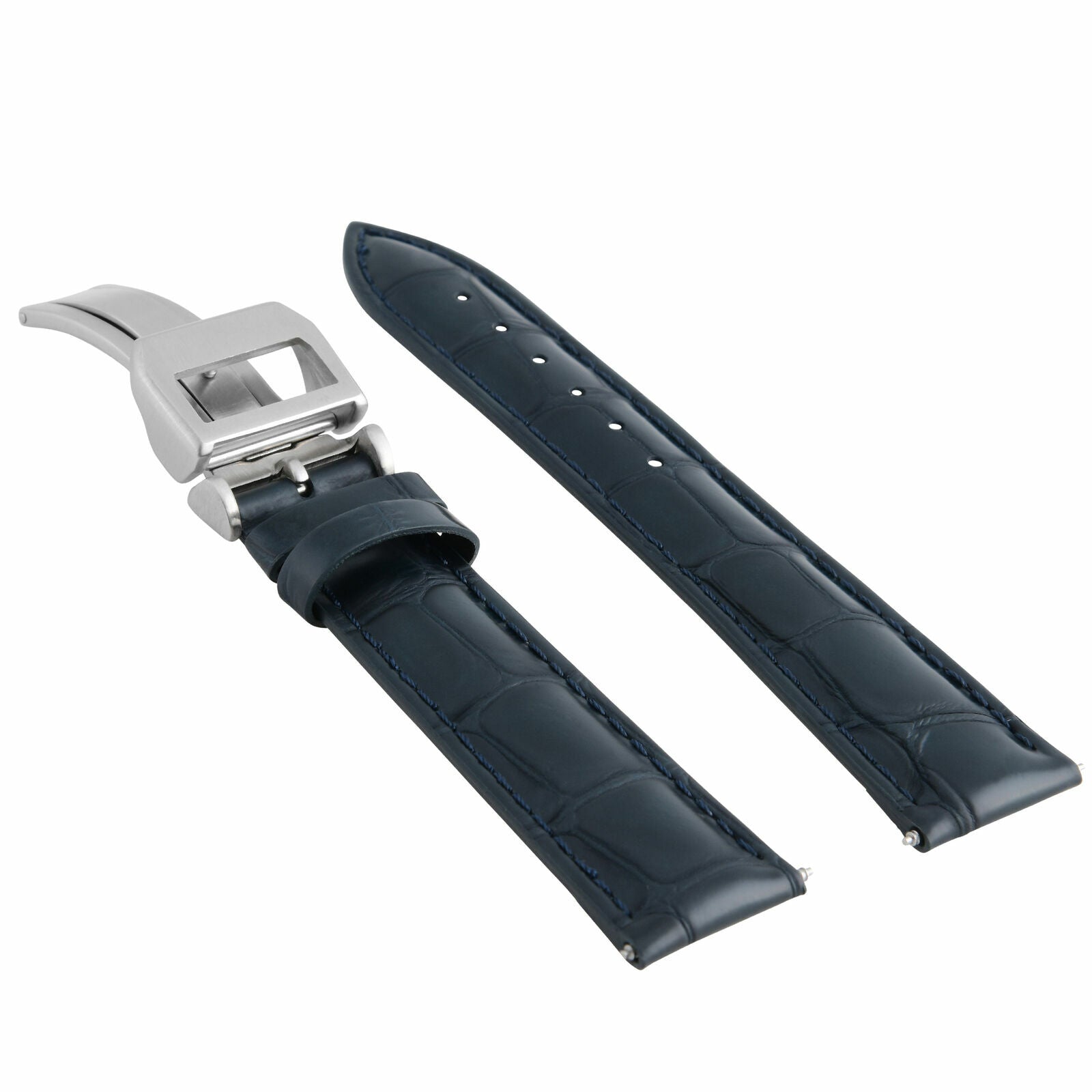 19MM LEATHER WATCH STRAP BAND FOR IWC PILOT PORTUGUESE DEPLOYMENT CLASP BLACK