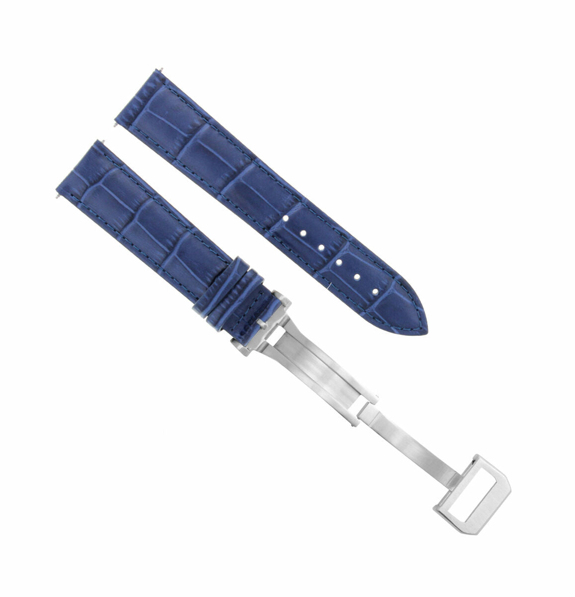 19MM LEATHER BAND WATCH STRAP FOR IWC PILOT PORTUGUESE TOP GUN DEPLOY CLASP BLUE