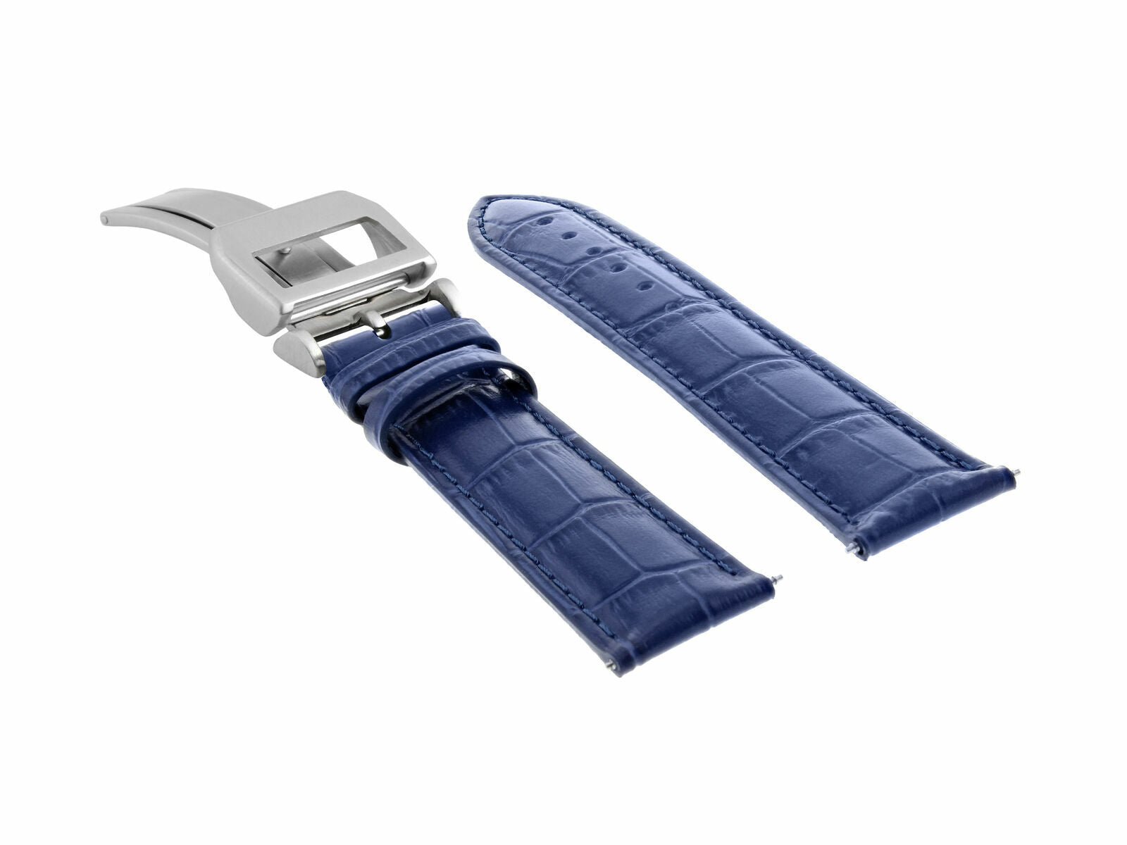 19MM LEATHER BAND WATCH STRAP FOR IWC PILOT PORTUGUESE TOP GUN DEPLOY CLASP BLUE