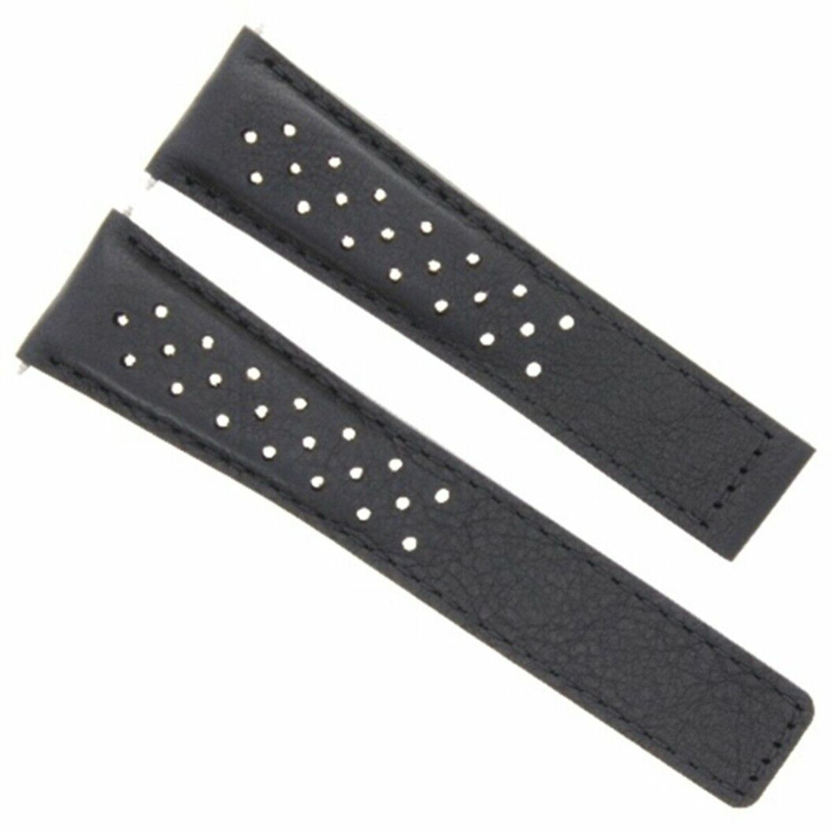 LEATHER BAND STRAP 22MM FOR TAG HEUER CARRERA CV2A10 CALIBRE 11 BLACK PERFORAT