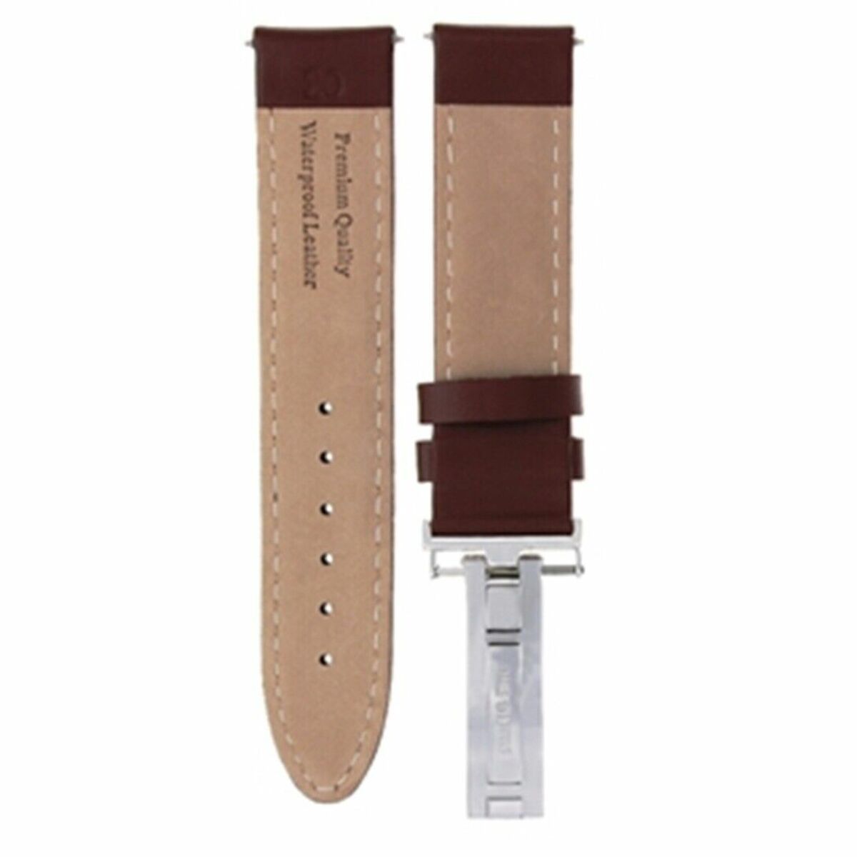 22MM LEATHER WATCH STRAP SMOOTH BAND FOR LONGINES DEPLOYMENT CLASP TAN L/BROWN