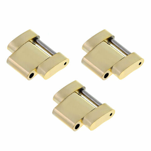 3 SOLID LINKS FOR MEN OYSTER ROLEX GOLD WATCH BAND GOLD COLOR FIT 19MM/20MM LUGS