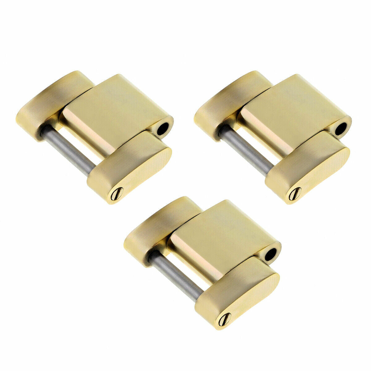 3 SOLID LINKS FOR MEN OYSTER ROLEX GOLD WATCH BAND GOLD COLOR FIT 19MM/20MM LUGS