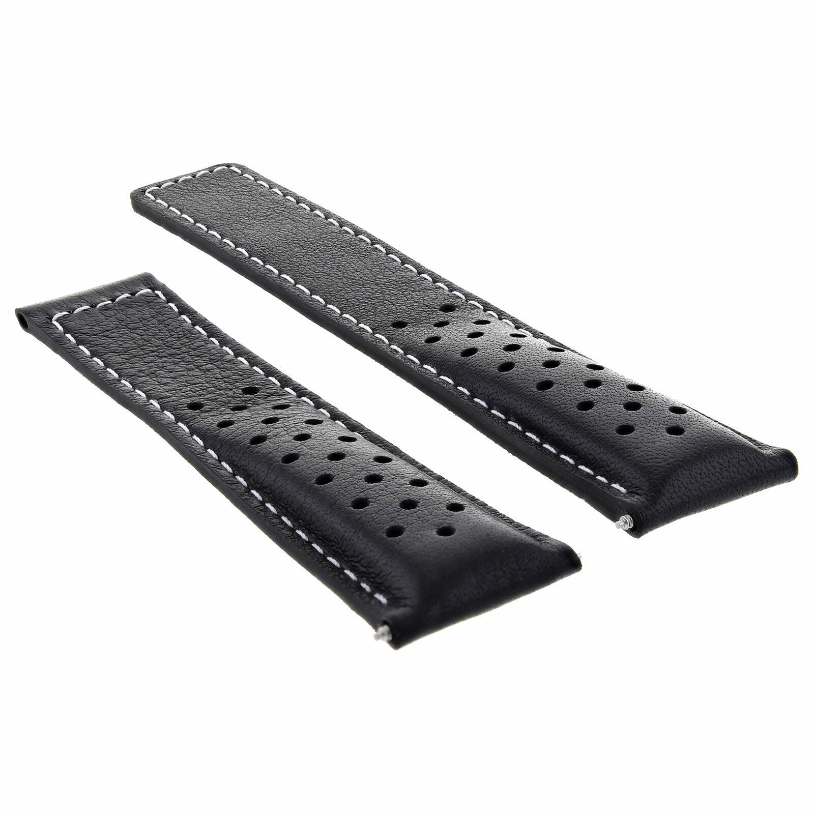 LEATHER WATCH BAND STRAP 20MM FOR TAG HEUER CARRERA  CV2010 BLACK WS PERFORAT