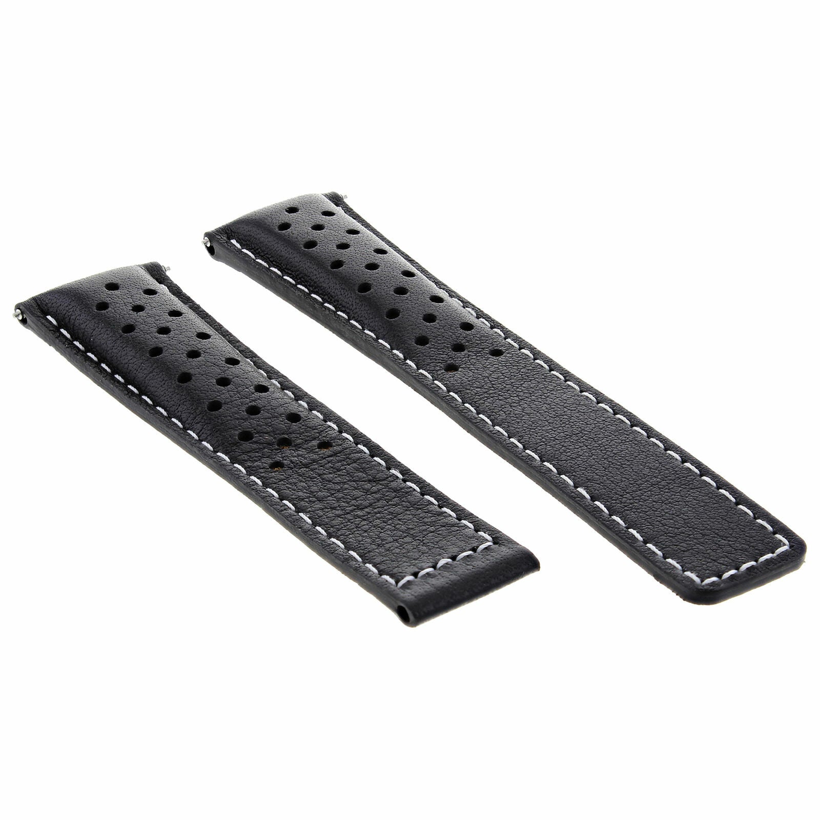 LEATHER WATCH BAND STRAP 20MM FOR TAG HEUER CARRERA  CV2010 BLACK WS PERFORAT
