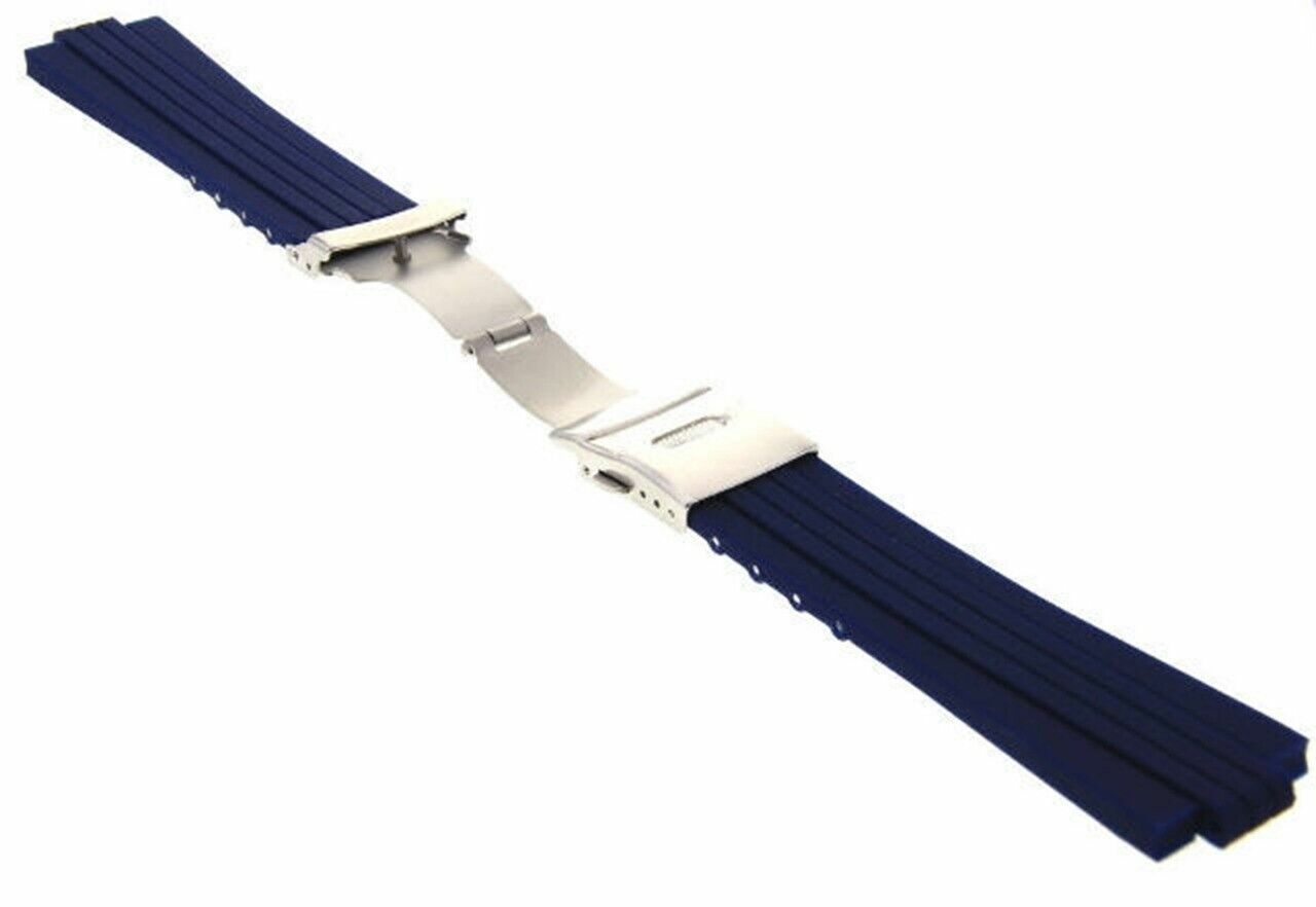 24MM 10MM RUBBER DIVER BAND STRAP BRACELET FOR ORIS TT1 F1 CHRONO NAVY BLUE