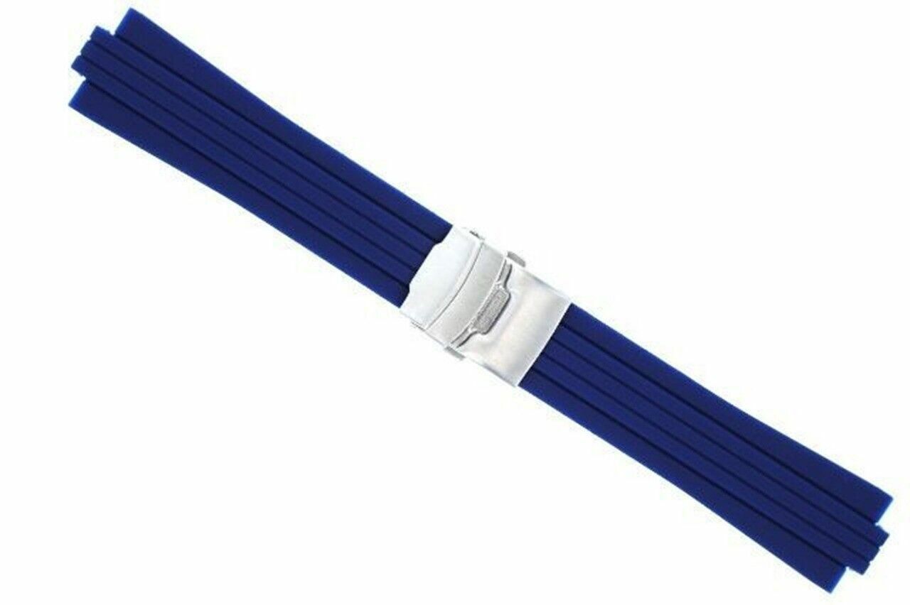 24MM 10MM RUBBER DIVER BAND STRAP BRACELET FOR ORIS TT1 F1 CHRONO NAVY BLUE