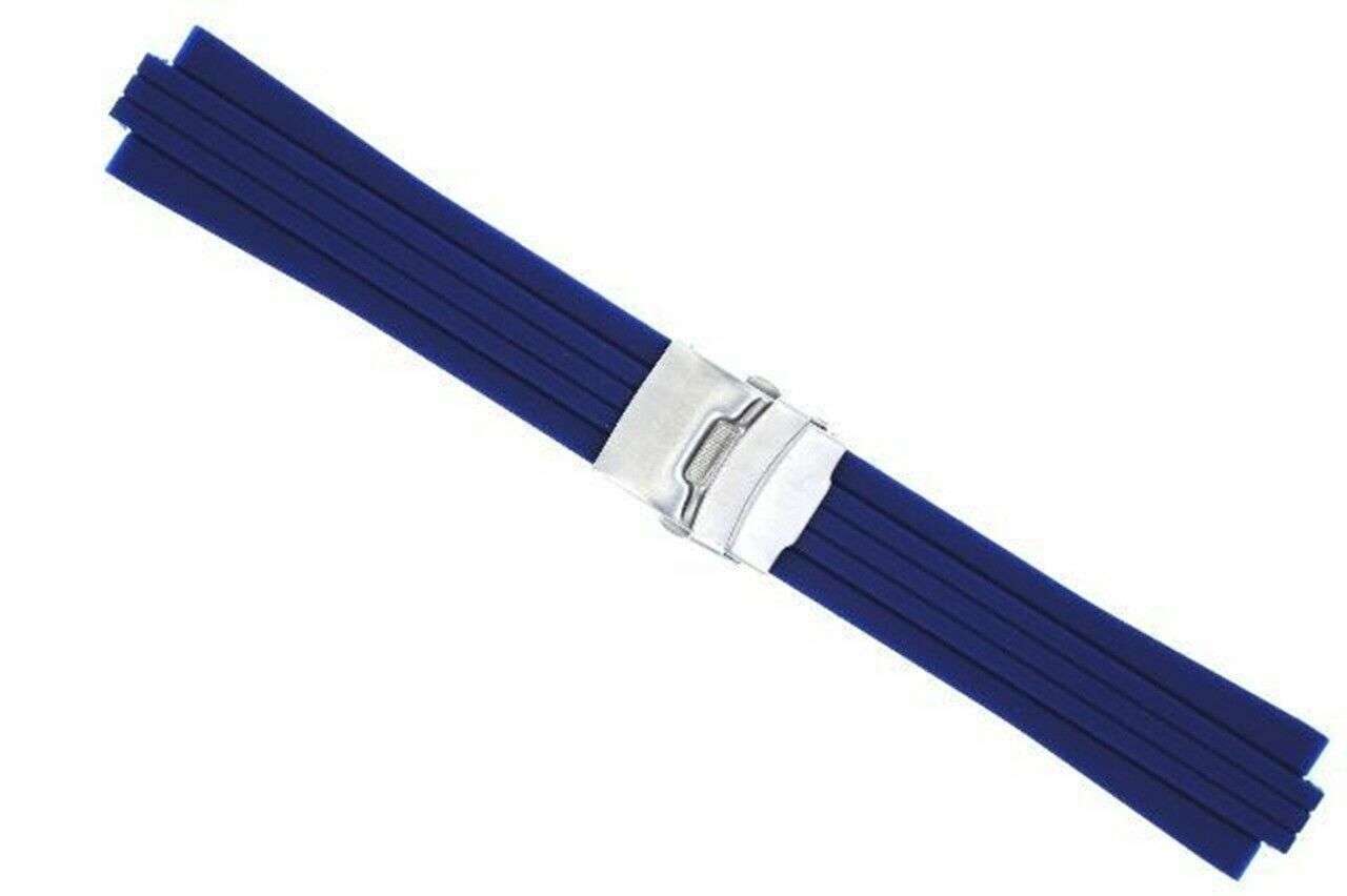 24MM 10MM RUBBER DIVER BAND STRAP BRACELET FOR ORIS TT1 F1 CHRONO NAVY BLUE