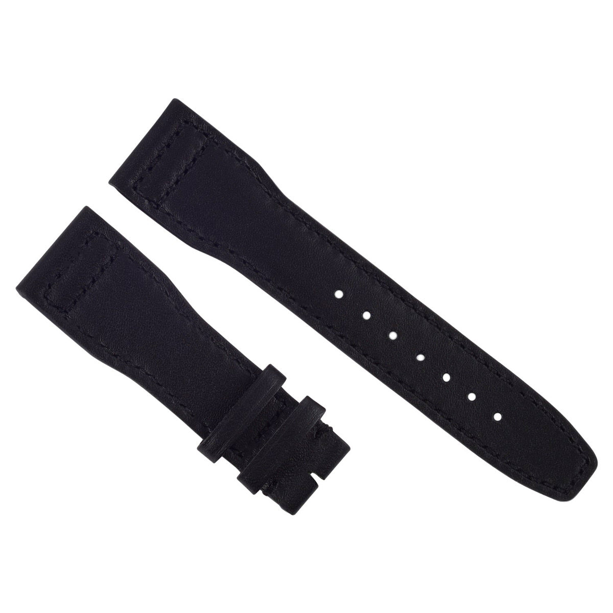 21MM GENUINE CALF LEATHER STRAP WATCH BAND CLASP FOR IWC  PORTUGUES EPILOT BLACK