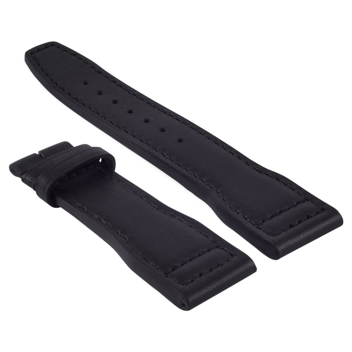 21MM GENUINE CALF LEATHER STRAP WATCH BAND CLASP FOR IWC  PORTUGUES EPILOT BLACK