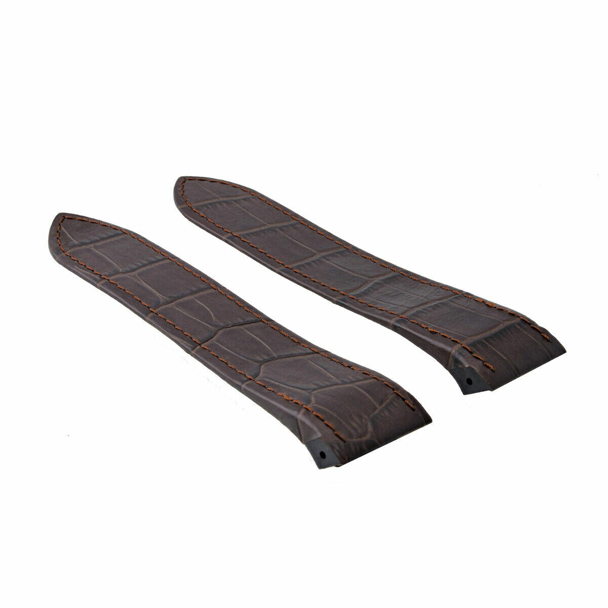 24.5MM LEATHER STRAP BAND CLASP FOR CARTIER SANTOS 100 WATCH CHRONO  D/CHOCOLATE