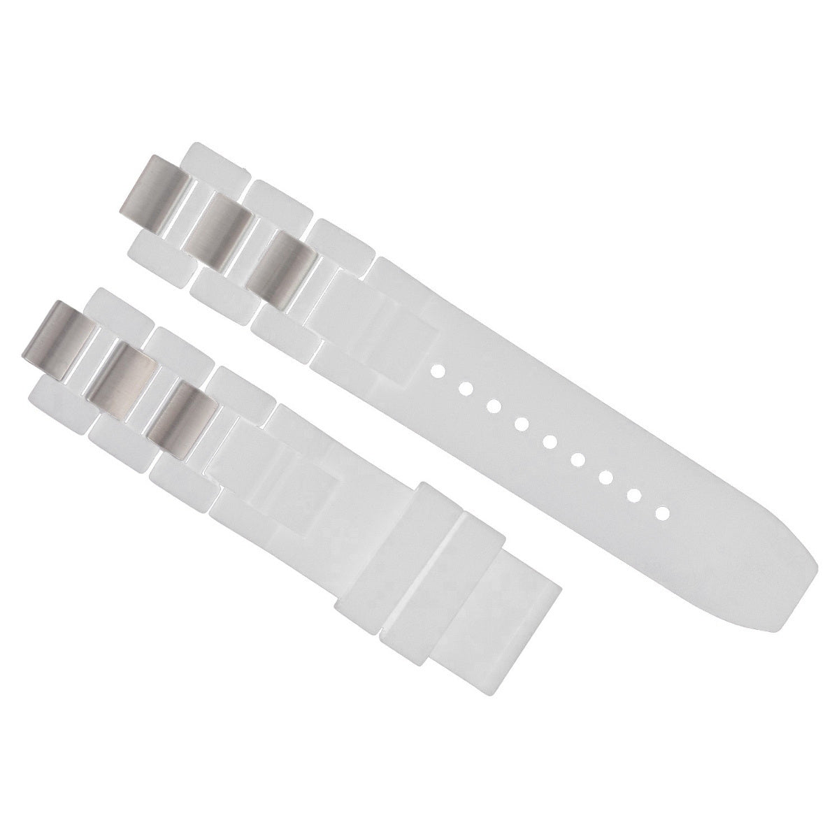 20MM RUBBER STRAP BAND STEEL FIT CARTIER 21 AUTOSCAPH CHRONOSCAPH WATCH WHITE